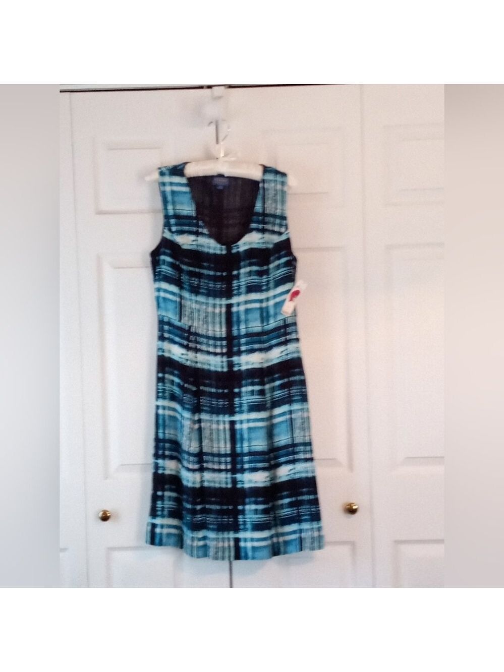 NWT Vintage 90s Pendleton Blue/Black Knee-Length Jumper Dress, Size 8